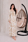 Mkhouar long brodé femme beige doré – Dynasty Maroc